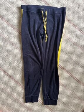 Juicy Couture Navy Joggers with Yellow Side Stripe